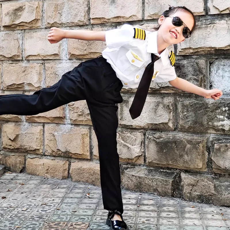 

Boys And Girls Pilot Uniforms Captain Performance Costumes
