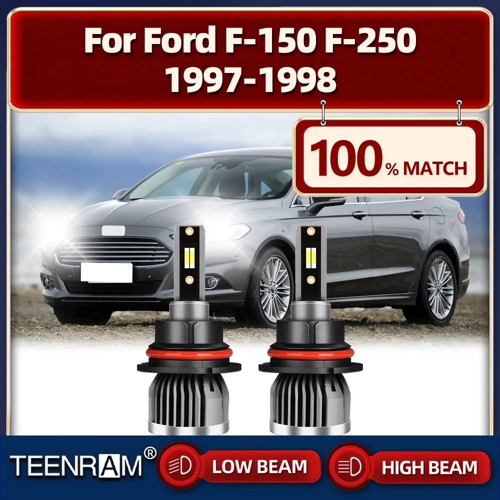 

2Pcs 120W LED Headlight Bulbs 20000LM High Low Beam Auto Headlamps 6000K White Car Light 12V For Ford F-150 F-250 1997 1998