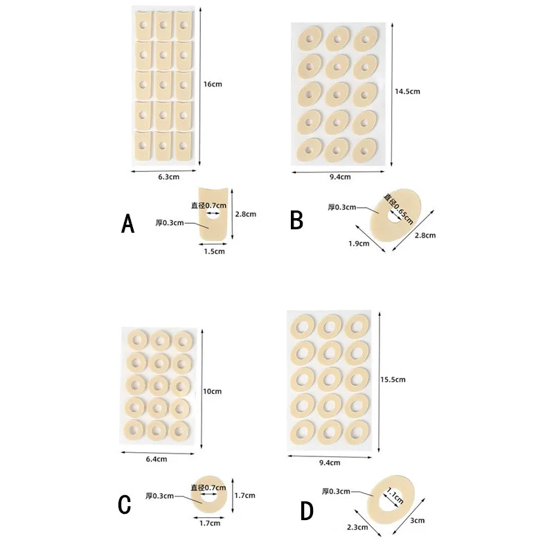 60 Stück = 4 Blatt Latex-Fußpflaster zur Vorbeugung von Schwielen, Fußreibung, spezifische Bereiche, die Sohlen, Oberteile der Füße für Männer und Frauen – Detail 3