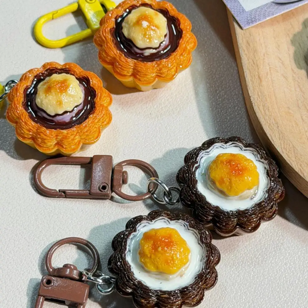 Food Keyring Mini Food Keychain Pendant Set Corn Egg Tart Design Versatile Keyring for Keys Bags Phone Lanyard Hanging Ornament