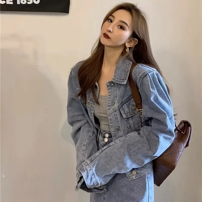 

Fat mm American Short Denim Coat Female 2023 Spring and Autumn New 2-300 Catties Loose Slim Design Jacket Cardigan Solid Color