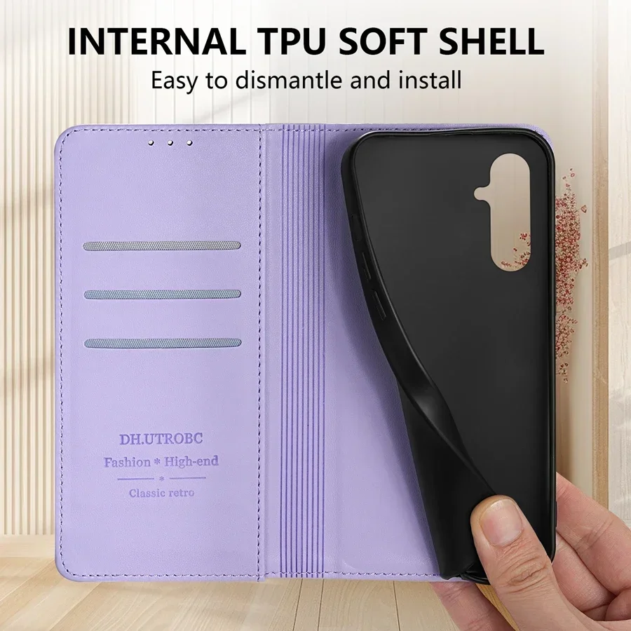 Wallet Skin friendly Strong Magnetic Card Slot Flip Leather Case For Samsung Galaxy A05s A06 A13 A14 A15 A16 A34 A35 A53 A54 A55 image 5