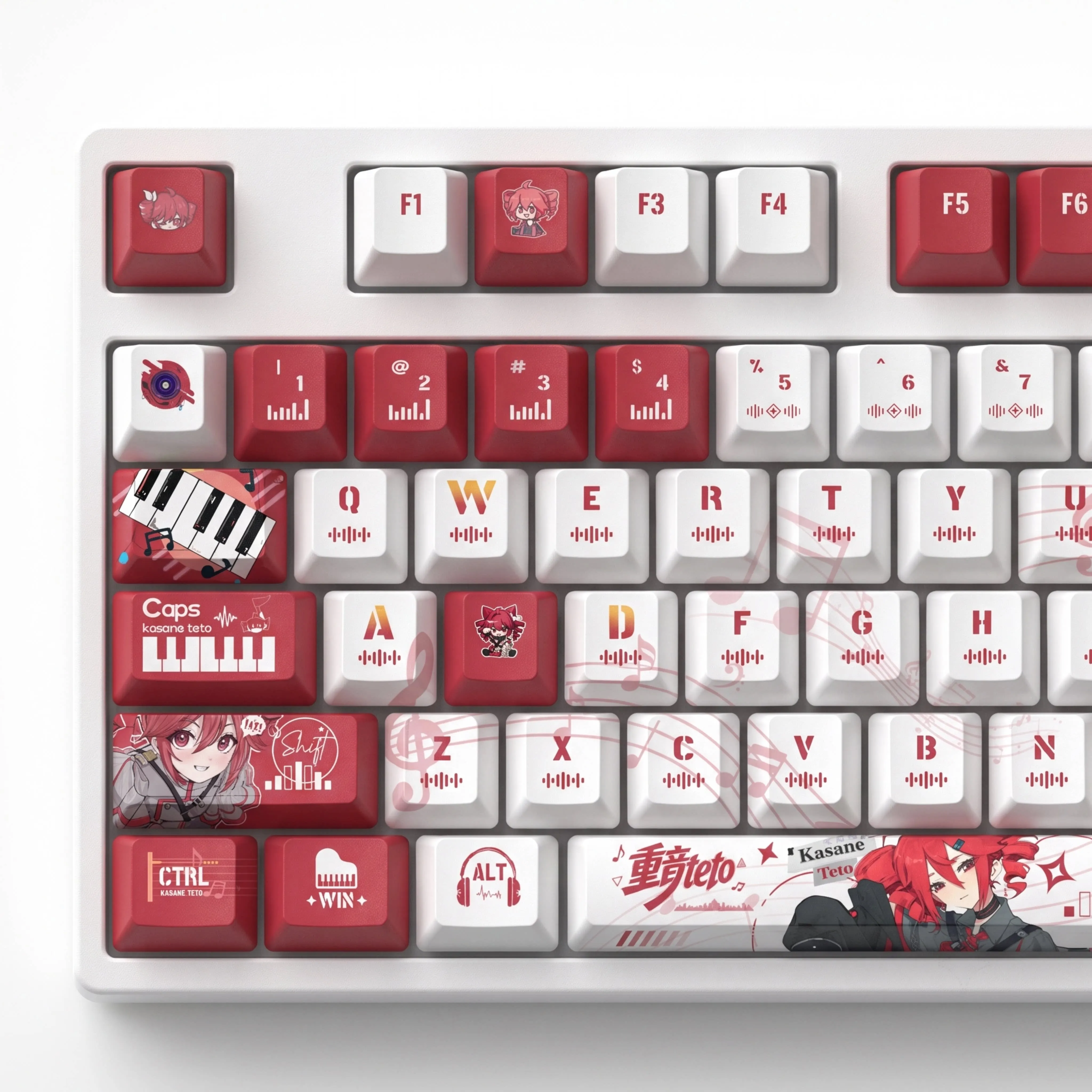 Kasane Teto Keycaps 122 Klawisze Kasane Teto Keycap Anime PBT DYE-Sub Profil Cherry do Klawiatur Mechanicznych Aula Made68 Mad68 Wooting60 — zdjęcie produktu 2
