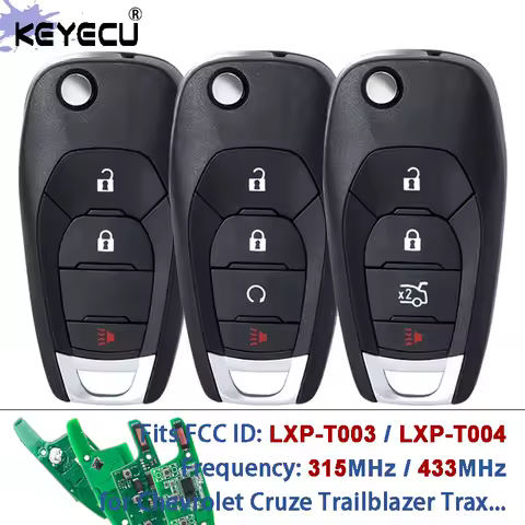 KEYECU FCC ID: LXP-T003 LXP-T004 315MHz / 433MHz ID46 Chip Flip Remote Key Fob for Chevrolet Cruze Trailblazer Trax Spark Sonic