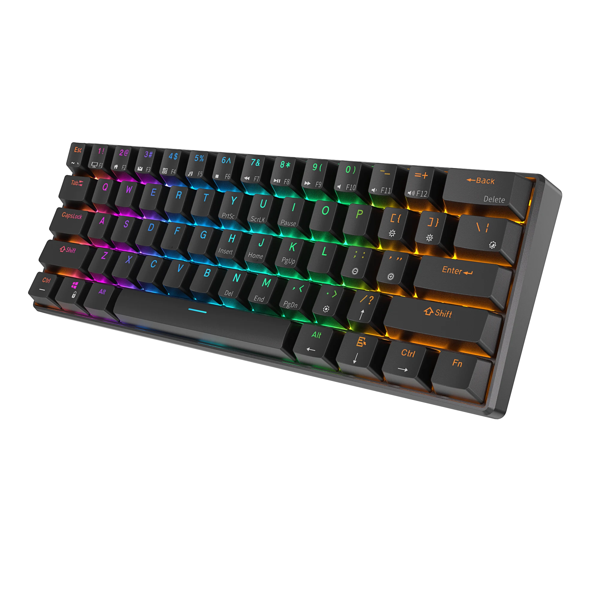 Royal Kludge-teclado inalámbrico RK61 para juegos, periférico con Bluetooth, cable USB, diseño 60%, ruso, español, inglés, para PC, Labtop, oficina, con RGB