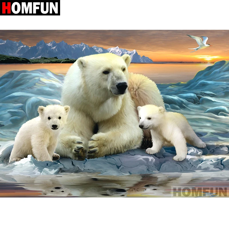 

HOMFUN полная квадратная/круглая дрель 5D DIY алмазная живопись "полярный медведь" вышивка крестиком 5D домашний декор подарок A06992