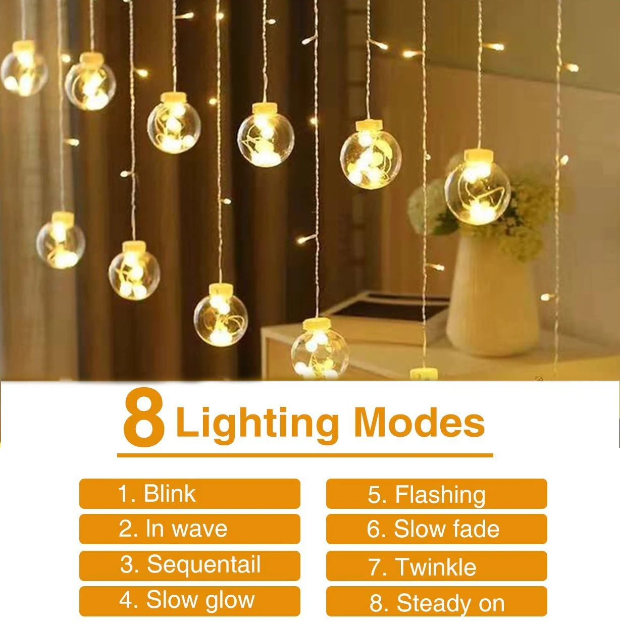 Solar String Lights Wishing Ball Outdoor LED Waterproof Curtain Lights for Garden Bedroom Wedding