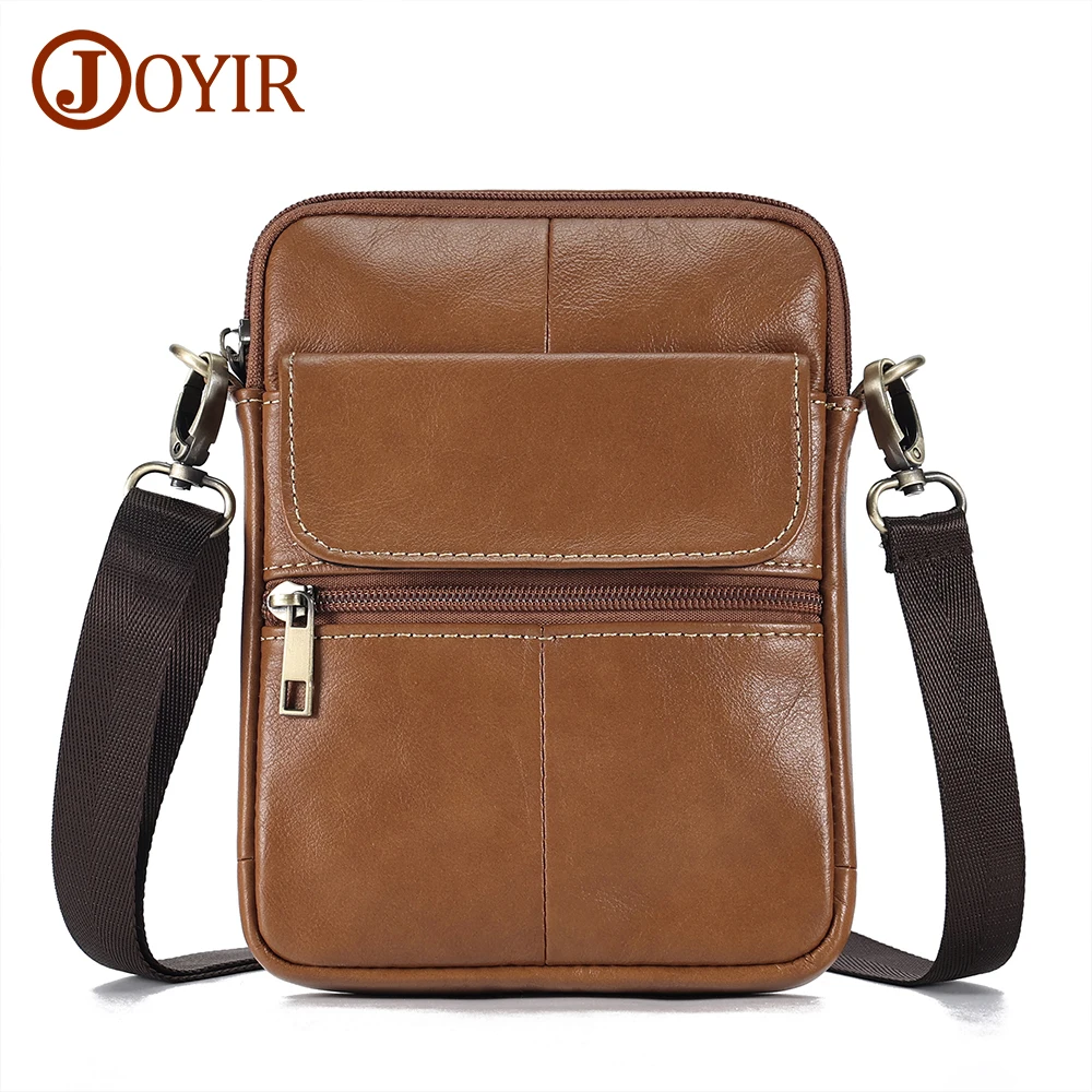 JOYIR Genuine Leather Men Shoulder Bag Fashion Small Messenger Bag Work Casual Crossboby Bags for 7.9\