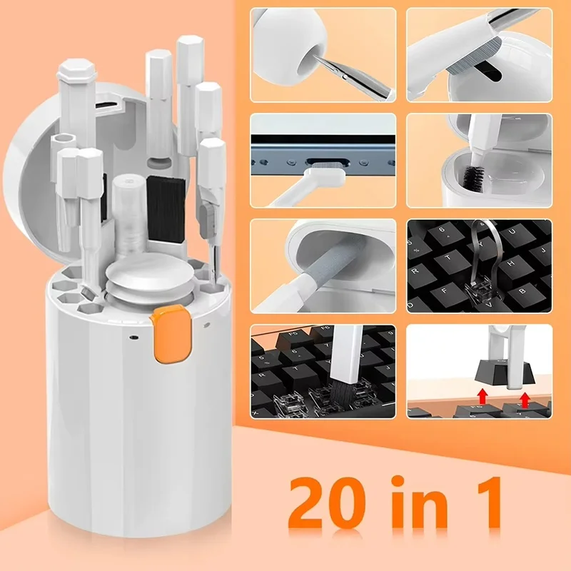Kit de limpieza 20 en 1, cepillo limpiador de teclado, bolígrafo de limpieza para auriculares Bluetooth, herramientas de limpieza de teclado de teléfono, Kit de extractor de teclas