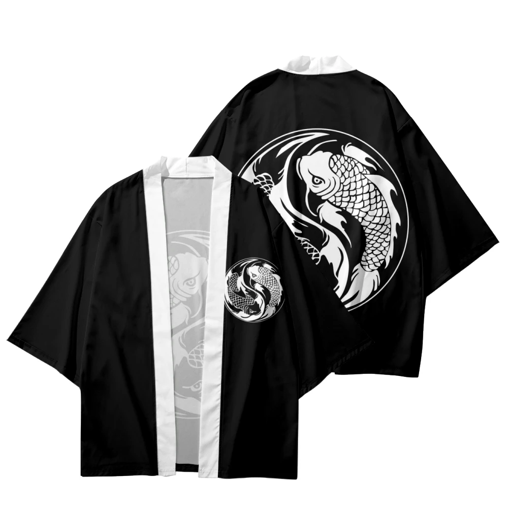 

Men's Japanese Kimono Bathrobe Samurai 3D Printing Traditional Pattern Casual Loose Thin Jacket Asian Kimono Cardigan