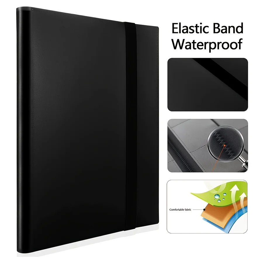 Black Card 9 Pocket Card File Folder, Pocket Card File Folder Pocket Card Album, Capacity 360 Cards