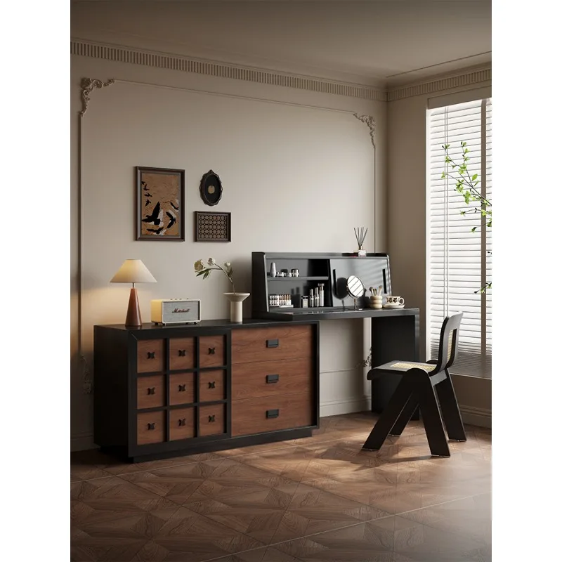 

Medieval dresser chest integrated bedroom retro walnut pattern