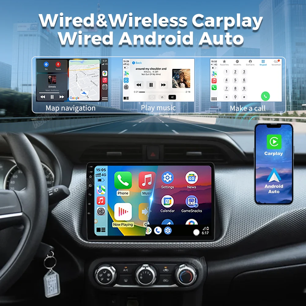 Qualcomm 16G - 512G Android 16 Carplay Auto Car Radio Multimedia Player For Nissan Kicks Micra P15 2016 - 2020 DSP Autoradio GPS
