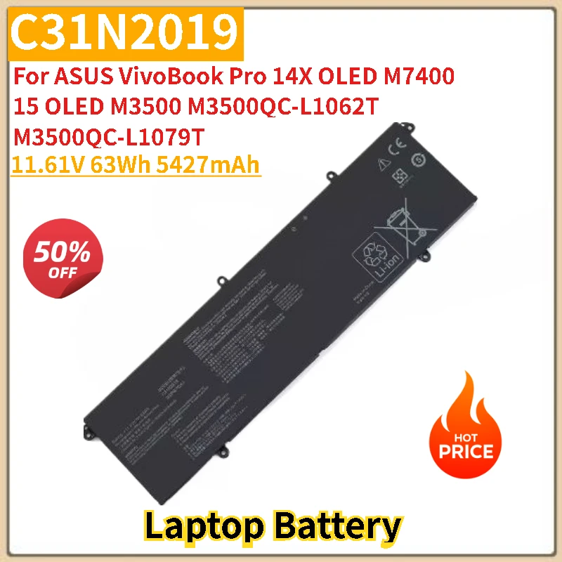 

C31N2019 Аккумулятор для ноутбука 11,61 В 63 Втч 5427 мАч для ASUS VivoBook Pro 15 OLED M3500 14X OLED M7400 M3500QC-L1062T/L1079T