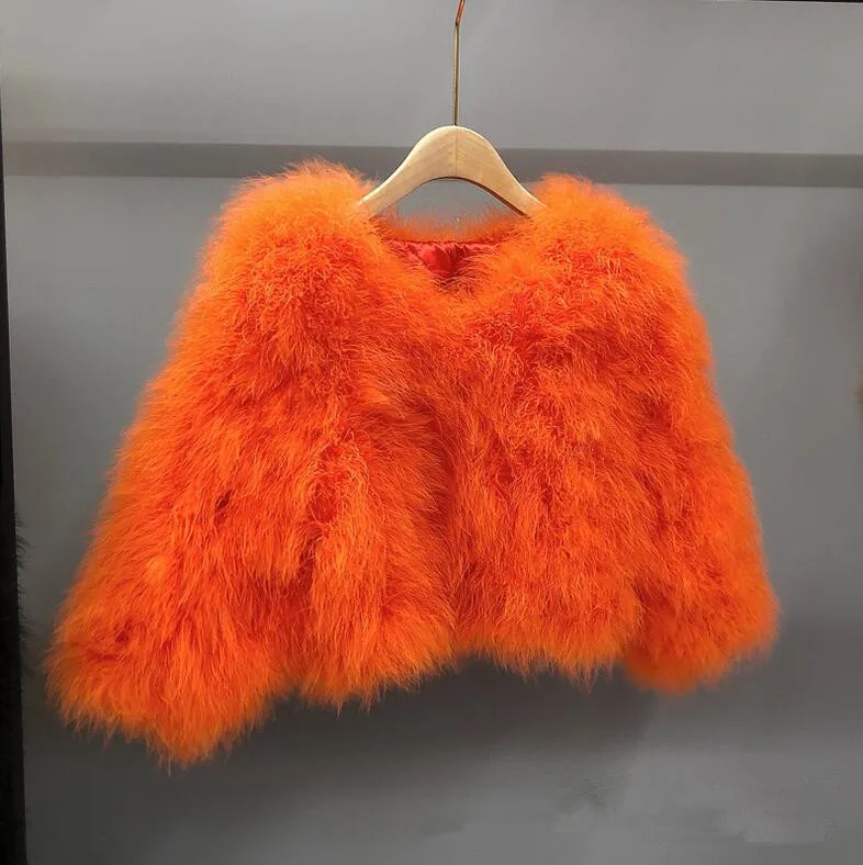 الجملة أطفال سترة النعامة الحقيقية، زهرة فتاة حفل زفاف معطف، أفخم ريشة بوليرو مع خيارات متعددة الألوان