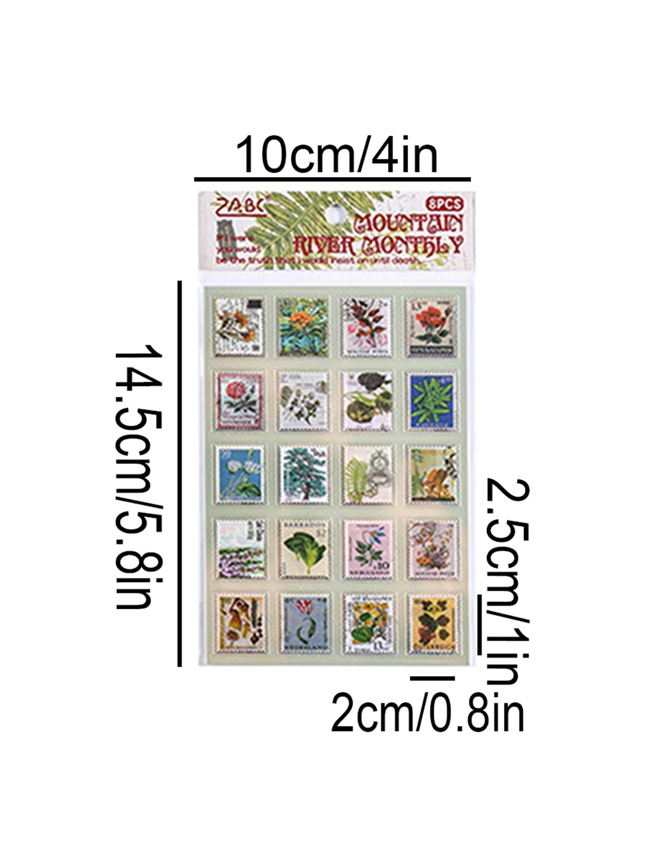 8 Sheets Per Pack of Vintage Stamp-Shaped Stickers, Floral Patterns, for DIY Journals and Greeting Card Decoration