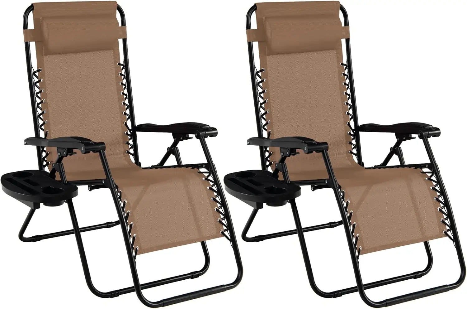 

Zero Gravity Lounge Chairs, 160°Adjustable Folding Recliner W/Pillow And Cup Holder, 350Lbs Comfy Outdoor Lounge Chairs For