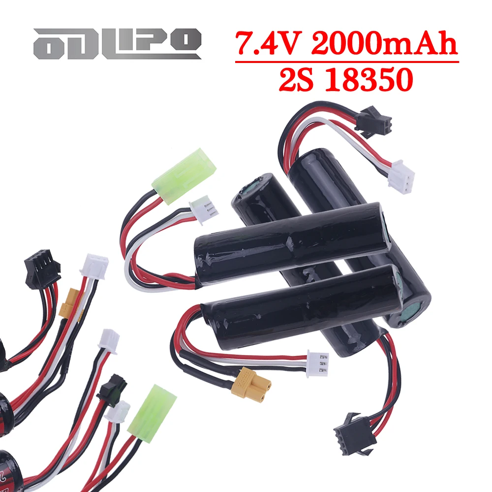 Mini pistola de airsoft con batería de 7.4V 2000mAh 18350 para pistola de agua eléctrica RC, rifle de paintball automático, pistola de airsoft.
