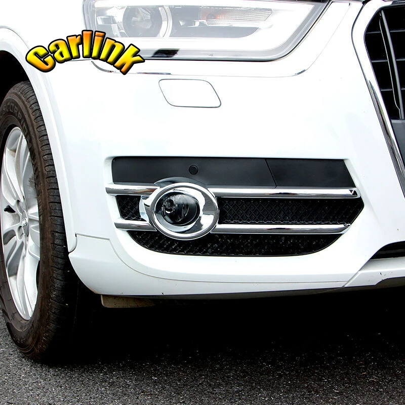 

For Audi Q3 2012-2015 ABS Chrome Car Front Fog Lamps Frame Decorative Exterior Stickers Cover Trim Car-styling accessories 2pcs