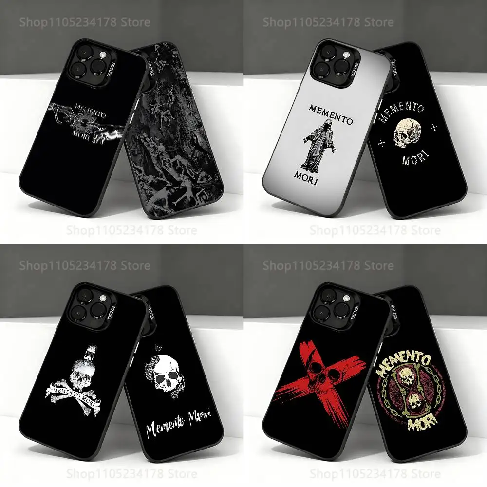 

M-Memento Mori Phone Case For iPhone 17,16,15,14,13,12,11,Pro,Max,Plus,E,Air,Mini Black Tpu IMD Cover