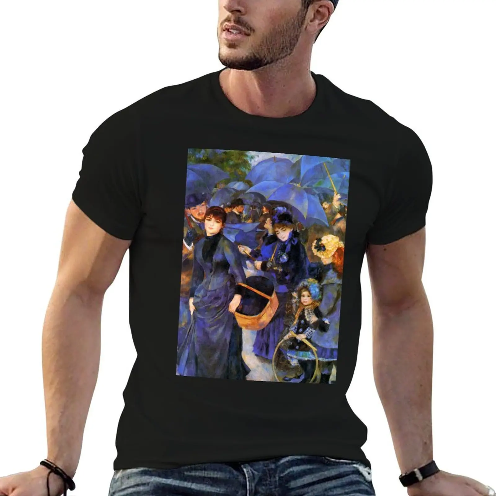 

Vintage Pierre Auguste Renoir 1896 Umbrellas Fine Art T-Shirt cotton t shirts man 100% anime t shirts oversize T-Shirt