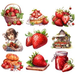 Red sweet Strawberry Iron-on Transfers For Clothing Fusible Patch Heat Transfer Sticker For T Shirt Thermoadhesive Patches