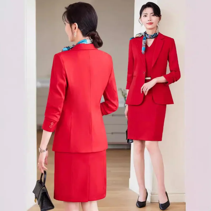 Business Dress Suit Women's Workplace Fashion Elegant Formal Clothes Hotel Reception Manager Work Clothes