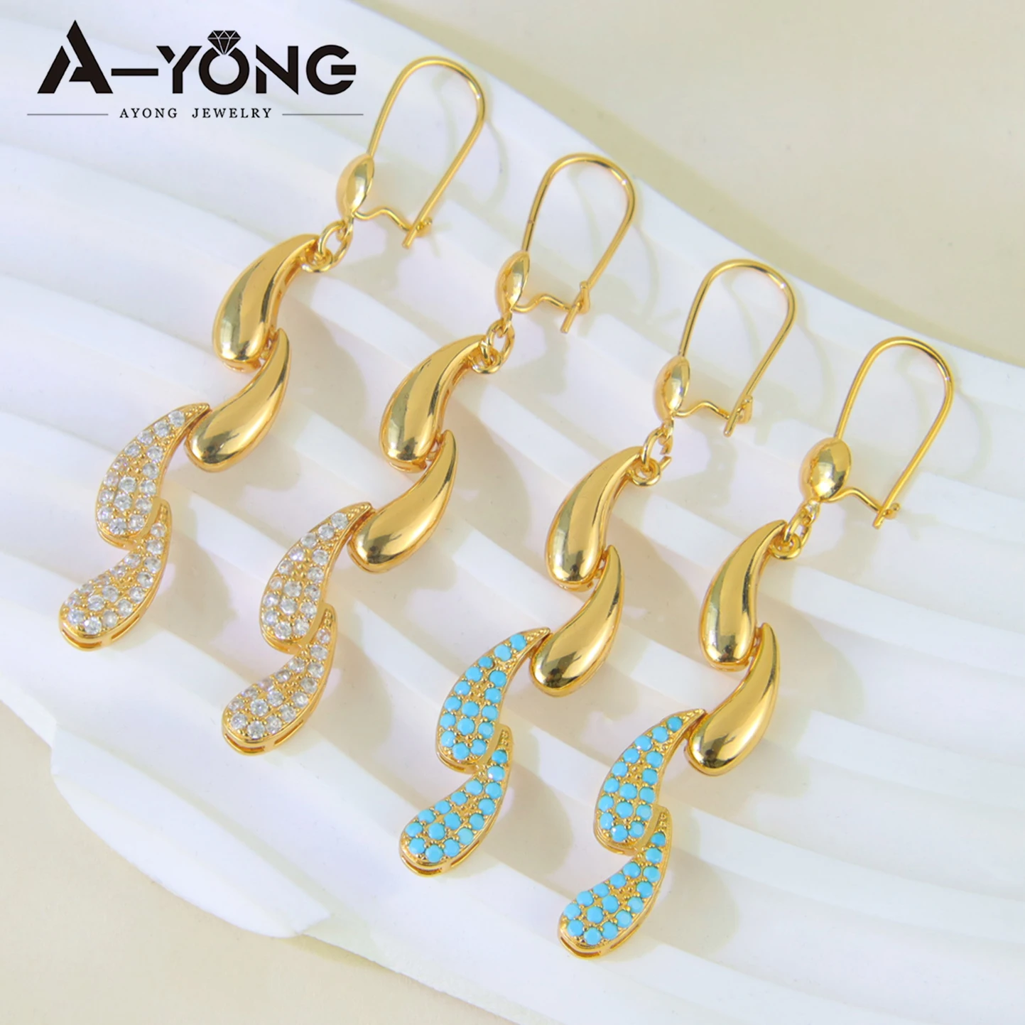 Dubai Geometric Water-Drop Jewelry Set, 21K Gold Plated
