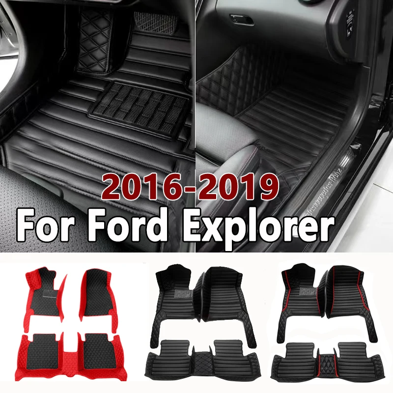 Car Floor Mat For Ford Explorer Classic U502 7seat 2016~2019 Non-slip Pad Waterproof Pads Rugs Leather Floor Mat Car Accessories