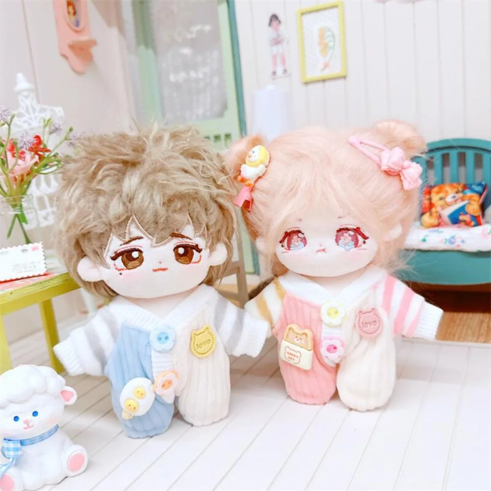 10CM Doll Clothes Cartoon Dog Overall Pajamas Cotton Stuffed Doll Stripes Jumpsuits Suit Replacement Outfit Doll Accessory