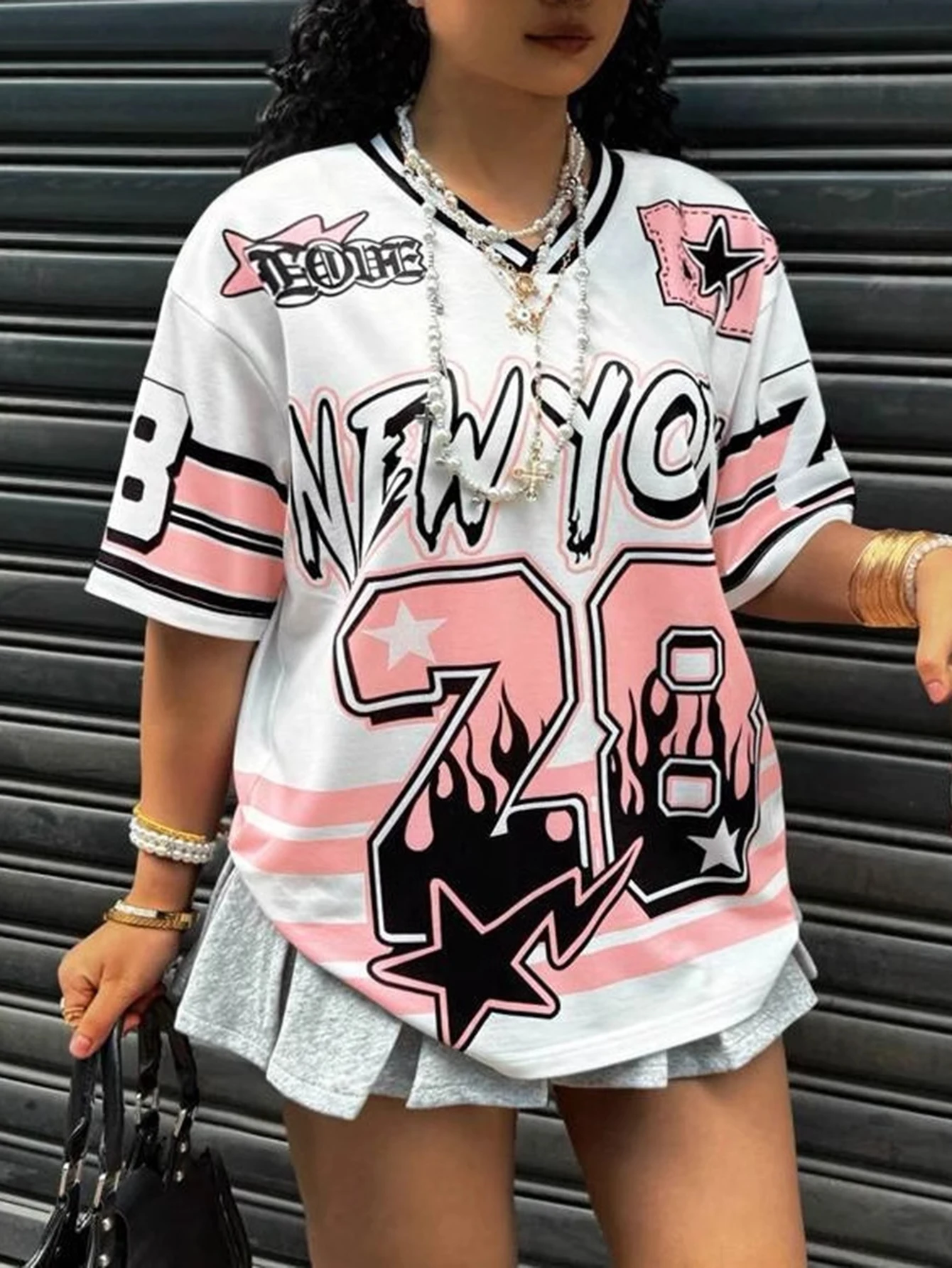 

Женские летние футболки, шикарные контрастные цвета, с буквенным принтом, с коротким рукавом, v-образным вырезом, свободный крой, повседневный топ