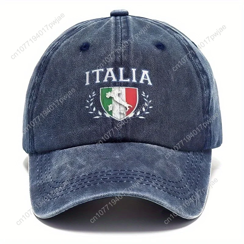 

Unisex Retro Baseball Cap - Black Italia Embroidered Design with Italian Flag & Laurel Leaves, Adjustable Strap, 100% Viscose Br