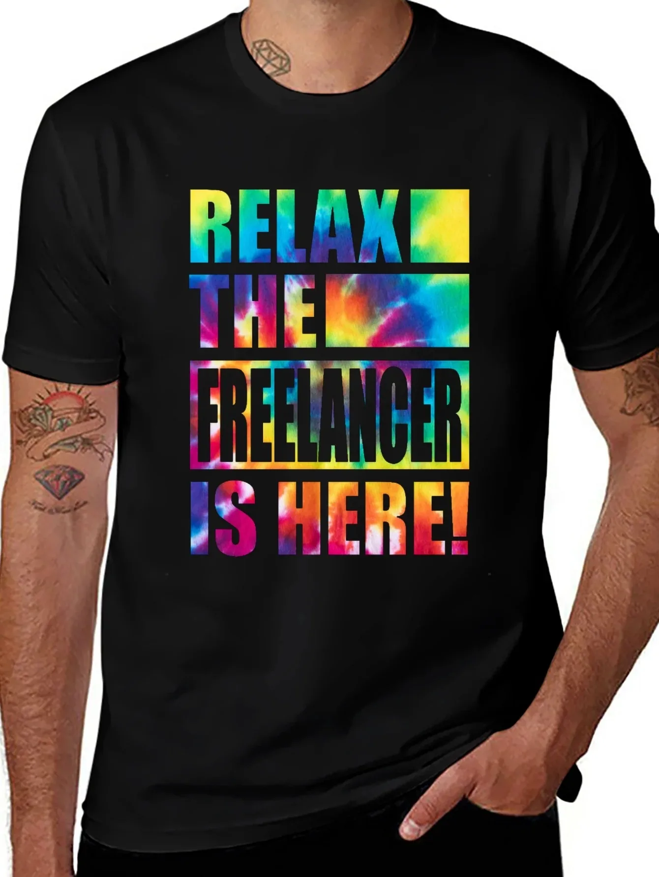 

Мужская футболка Relax Freelancer Tie Dye, хлопковые футболки с короткими рукавами, забавная футболка, летняя одежда, спортивные топы, мужская рубашка оверсайз