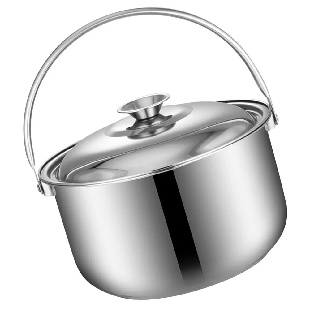 

Stainless Steel Soup Pot Heat Resistant Even Heating Anti-Scald Handle Easy Clean Family Restaurant Use Ramen for Wedding