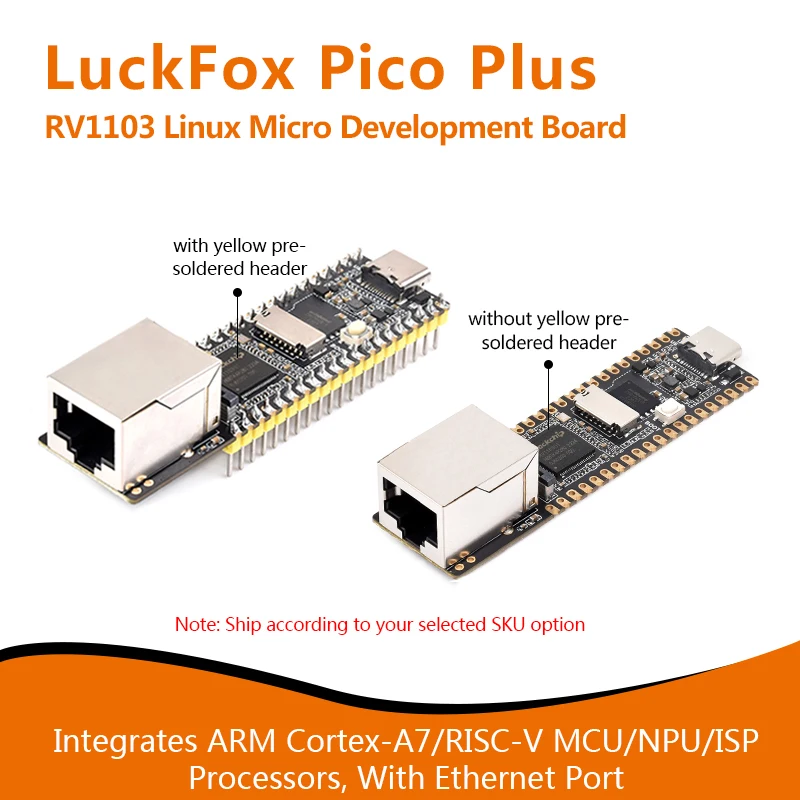 LuckFox Pico Plus RV1103 Linux Micro Development Board Integrates ARM Cortex-A7/RISC-V MCU/NPU/ISP Processors With Ethernet Port