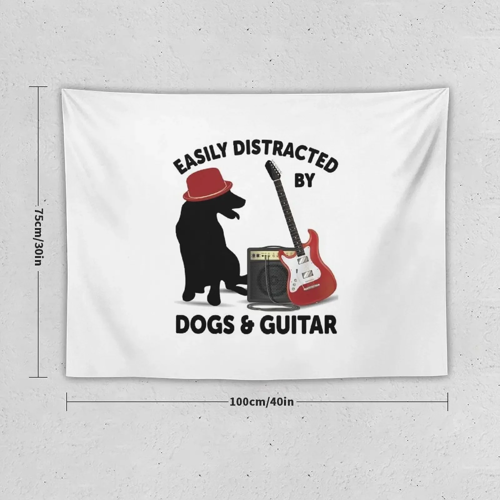 easily distracted by dogs and guitar Tapestry Bedroom Decor Aesthetic Decoration Aesthetic Tapestry