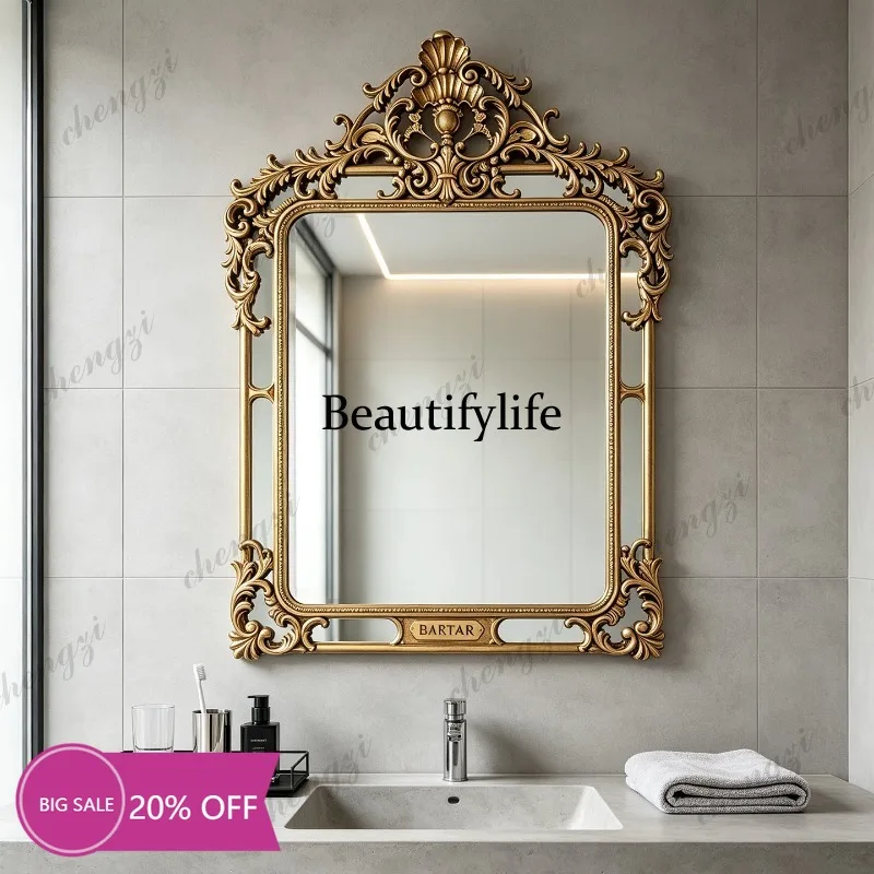 MM02 French retro style living room fireplace decorative mirror cosmetic mirror American bathroom mirror wall hanging