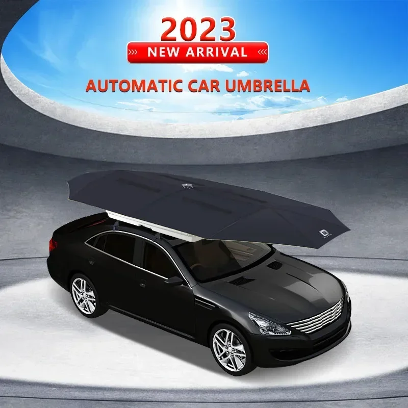 High quality New Universal Car Umbrella Shade 4.0 Meter Fully Automatic Car Umbrella with Solar Charger