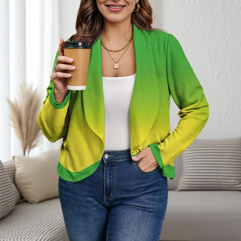 Giacca da abito da donna con risvolto grande autunnale Giacca da abito da donna stampata elegante e casual Leggera e comoda vestibilità ampia sfumata