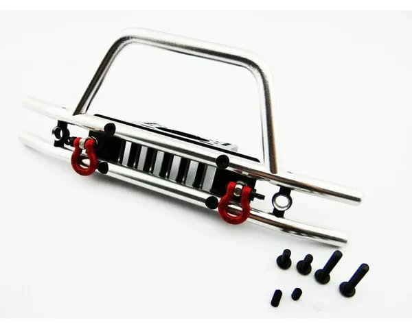 Hot Racing Black/Sil Alum Front Bumper w/ 5mm LED & Clevis Mounts for 1/10 Axial SCX10