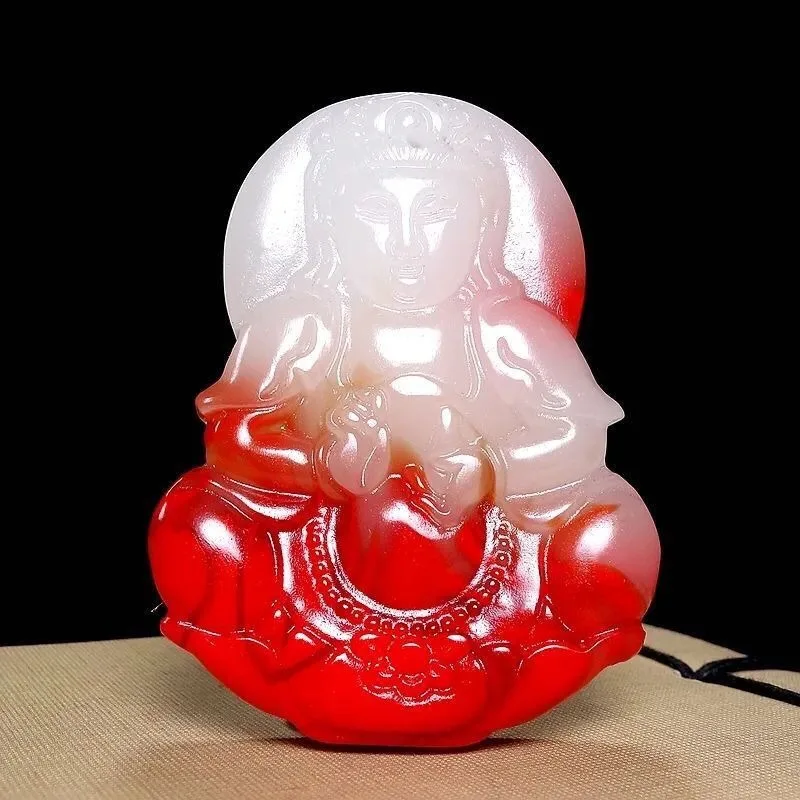 

Кулон «Куриная кровь» из нефрита Гуаньинь, классическое ожерелье с подвеской в этническом стиле