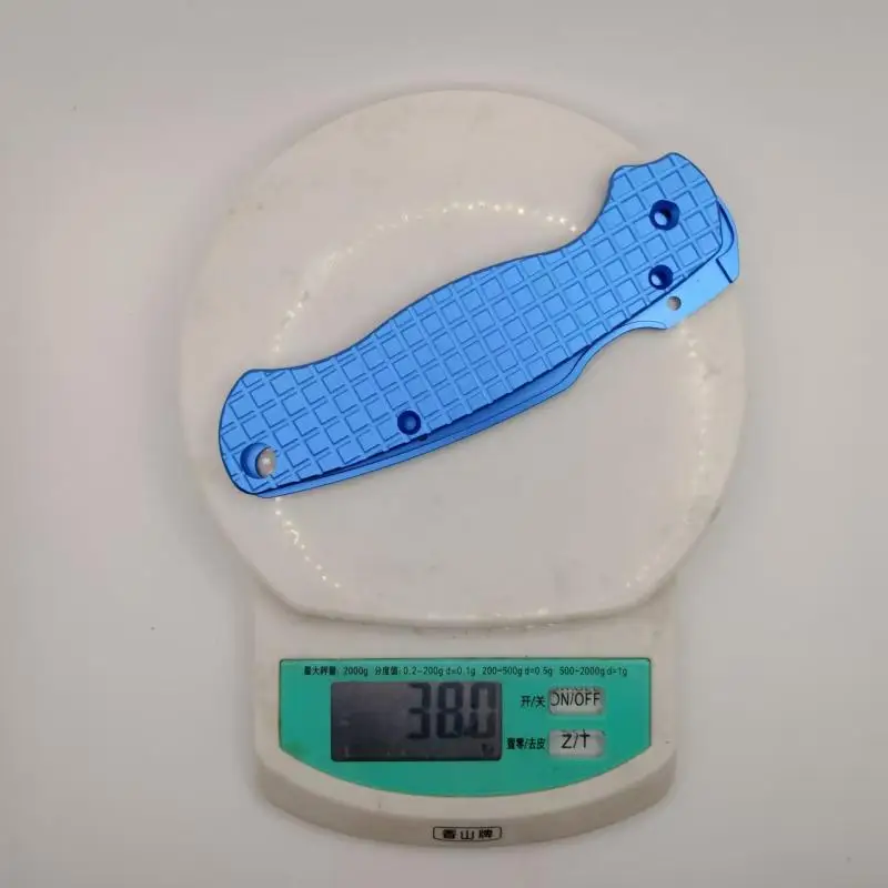 1 Pair Blue Aluminum Alloy Knife Handle Scales for Spyderco C81 Para 2 Folding Knives DIY Patch Accessories