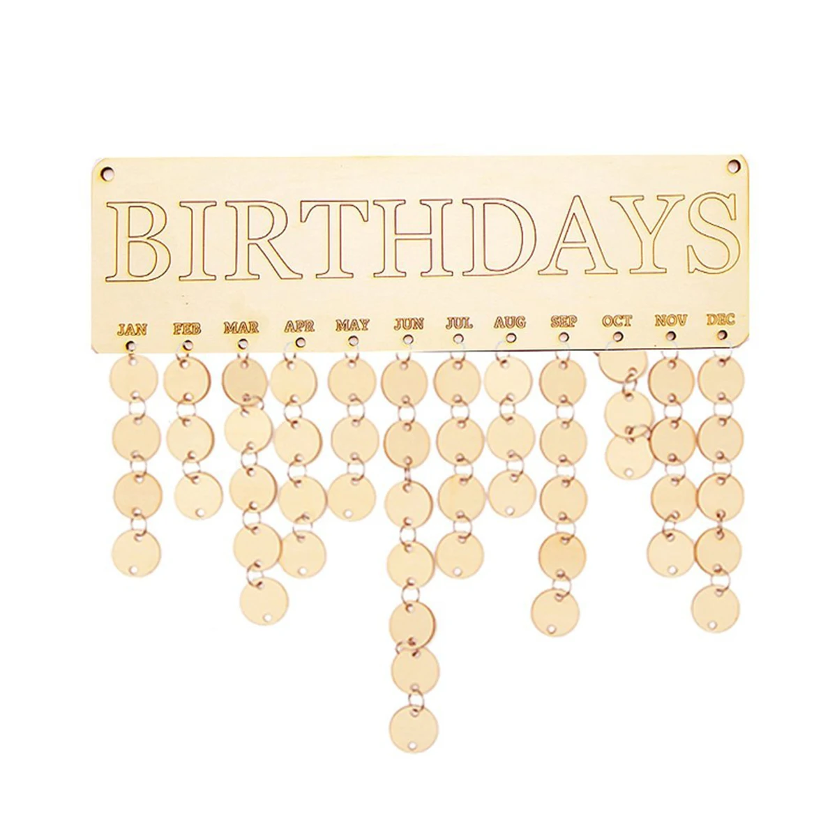 

Birthday Letter Hanging Wooden Plaque Board Festival Birthday Reminder DIY Calendar Gift for Home Party Decoration (1 Plaque, 1