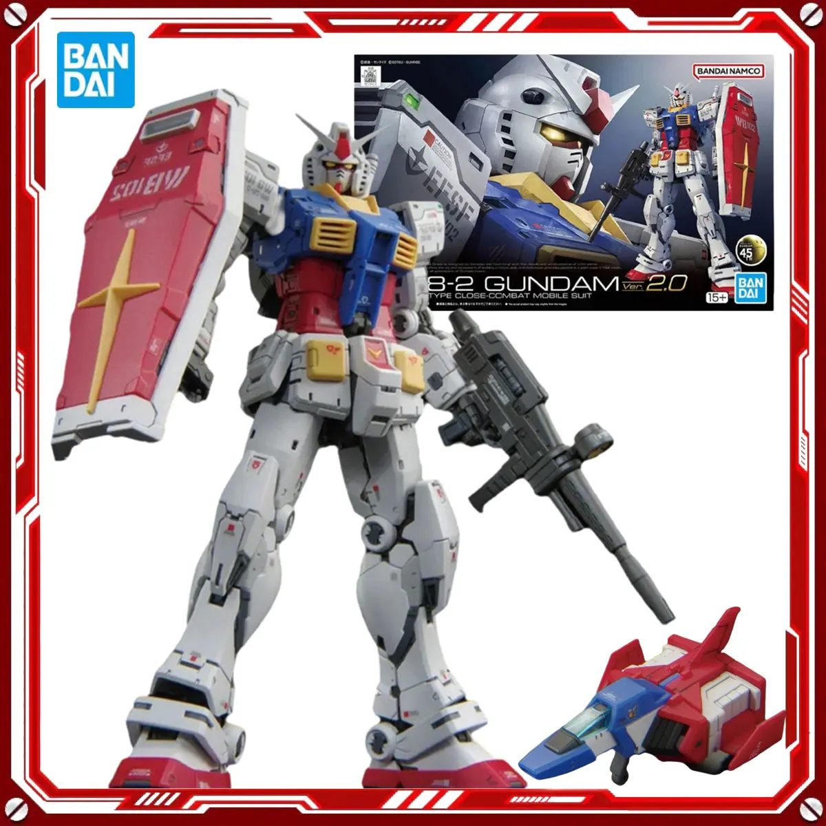 

Bandai Genuine Gundam Anime Model Kits RX-78-2 Gundam 2.0 Toys RG Action Figure Assembly Model Gift for Kids Christmas Present