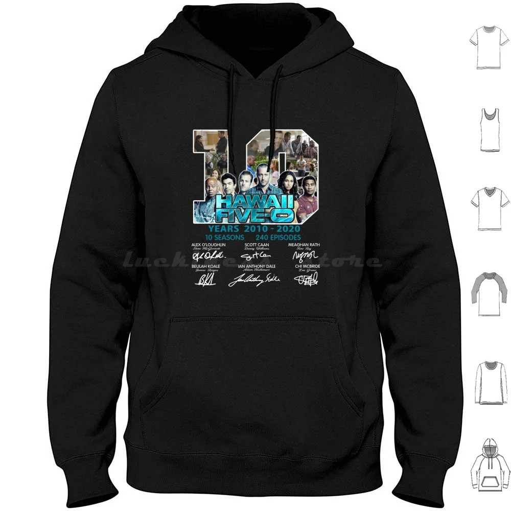 Hawaii Five O 10 Years 2010 2020 Signatures Short Hoodie Cotton Long Sleeve Hawaii Five O 10 Years 2010 2020