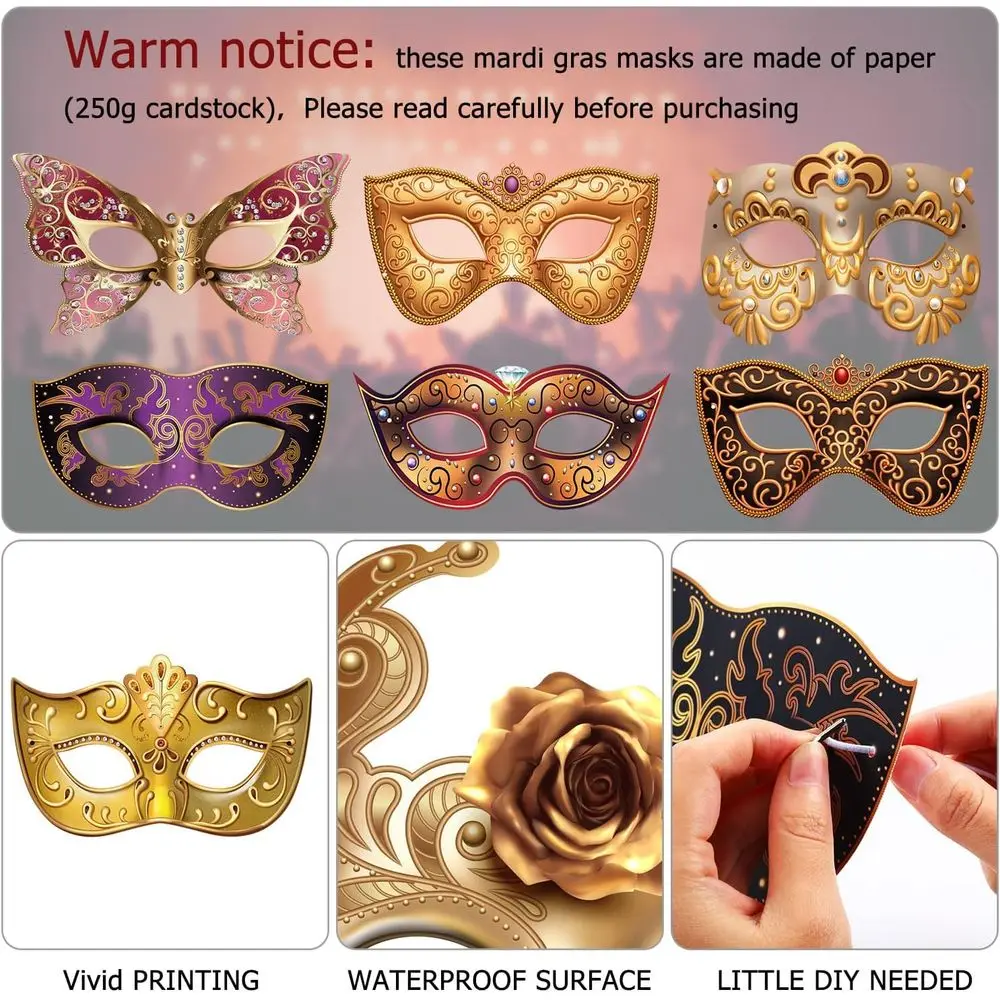 12-Piece Masquerade Mask Set for Women - Ideal for Costume Parties, Mardi Gras, New Year's Day, Carnivals, Proms, and Venetian-S