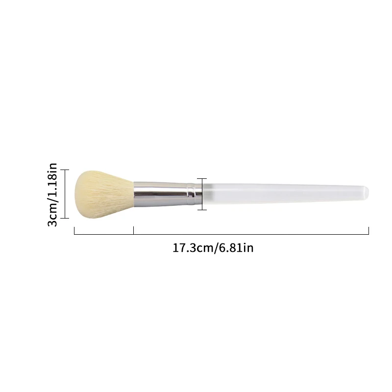 Mini Gentle Esthetician Cleaning Cosmetic Small White Short Wooden Handle Synthetic Fiber Fan Brushes For Facial