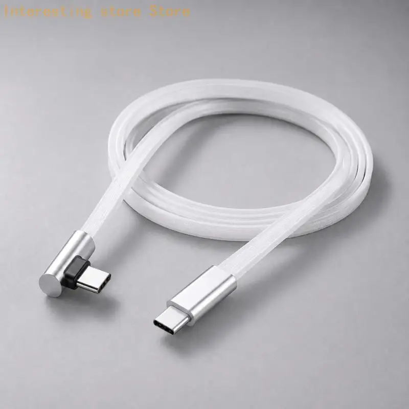 Right-Angle Type C to Type C Cord for Charging and Data Tasks with Straight End and Cable Route Along the Device Side 55KC