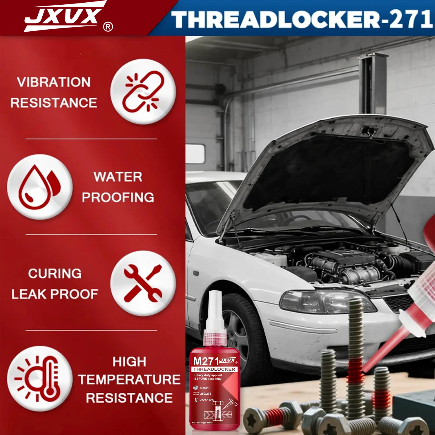 271 243 Threadlocker Screw Glue Quickly Cured Thread Locking Agent Anaerobic Adhesive Corrosion-Resistant Anti-Loosening Glue50g