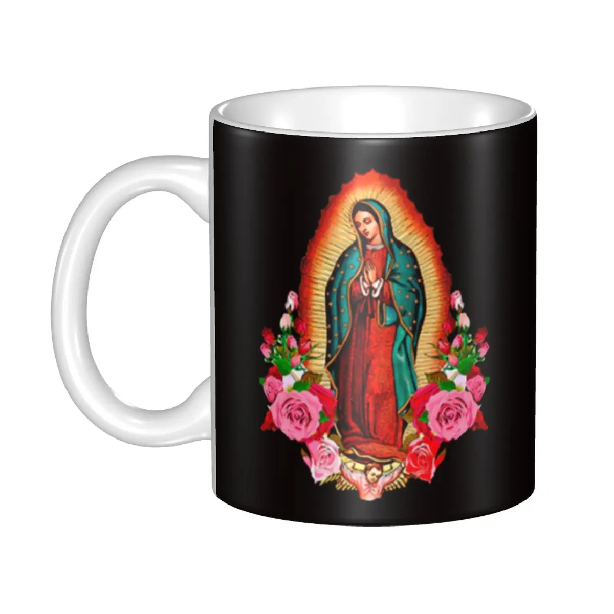 Our Lady Of Fatima Virgin Mary Mug Custom Portugal Rosary Catholic Ceramic Coffee Mug Creative Gift
